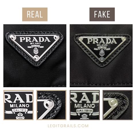 prada triangle logo fake|How to spot af fake Prada bag .